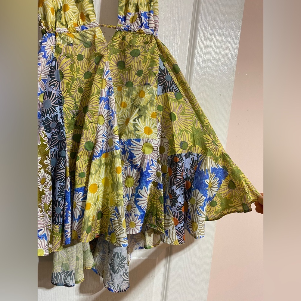 Zara Halter High Low Backless Flowy Floral Beachy Lightweight Mini Dress Size XL - Picture 8 of 13